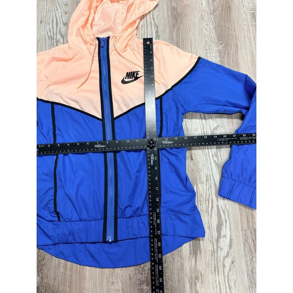 Nike Colorblock Windbreaker Jacket XS Blue Peach Hooded Zip Up Lightweight Y2K